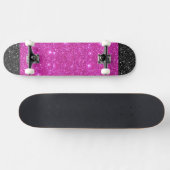 Pink Sparkle w Black Star Ends Girls Skateboard (Horizontal)
