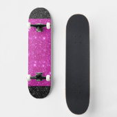 Pink Sparkle w Black Star Ends Girls Skateboard (Vorderseite)