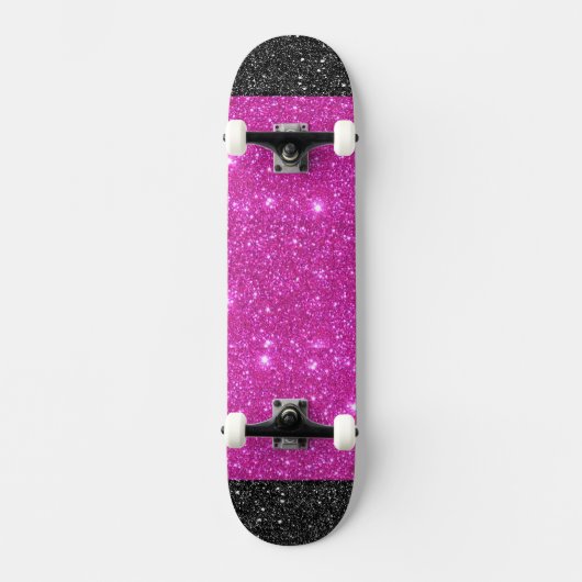 Pink Sparkle w Black Star Ends Girls Skateboard (Vorderseite)