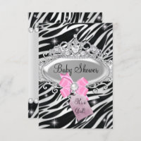 Pink Sparkle Zebra Princess Tiara Baby Dusche