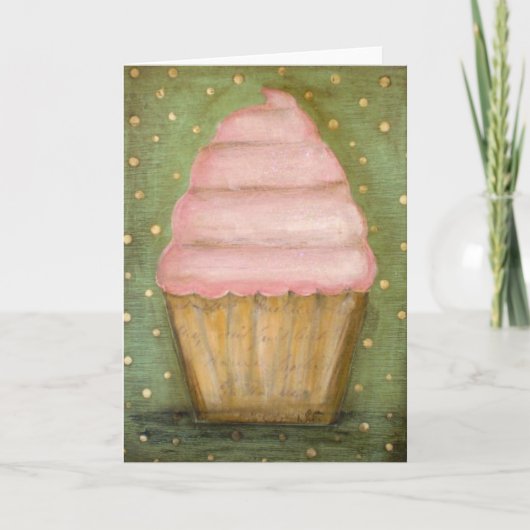 Pink Sparkles Cupcake greeting card Karte (Vorderseite)