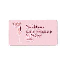 Pink Sparkling Weihnachten Adressaufkleber