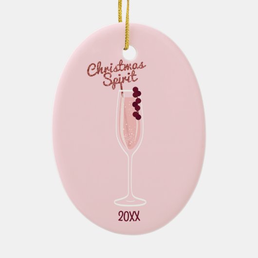 Pink Sparkling Weihnachten Keramikornament (Hinten)