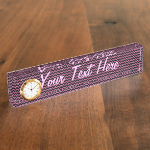 Pink-Sparren-schicker eleganter Druck Namensplakette
