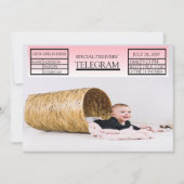 Pink Special Telegramm Geburtsankündigung für Mädc Einladung (Vorderseite)