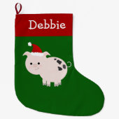 Pink Speckled Santa Pig Strumpf Großer Weihnachtsstrumpf (Vorderseite)