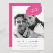 Pink Speech Bubble Engagement Party Foto lädt Einladung (Vorne/Hinten)