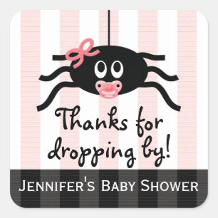 Pink Spider Baby Dusche Danke Stickers