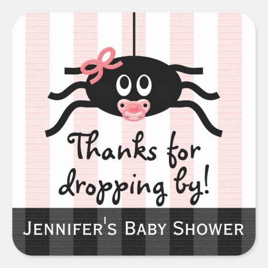 Pink Spider Baby Dusche Danke Stickers (Vorderseite)