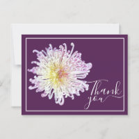 Pink Spider Mum mit Lila Hintergrund Vielen Dank