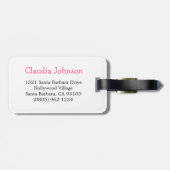 Pink-Spielzeug-Puppenkinder mit dem Namen Gepäckan Gepäckanhänger (Rückseite horizontal)