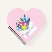 Pink Spiral Notebook mit Blume Notizblock (Vorderseite)