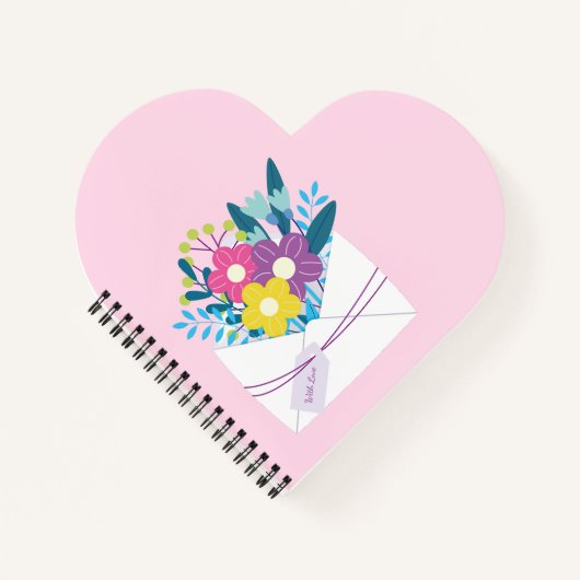 Pink Spiral Notebook mit Blume Notizblock (Vorderseite)