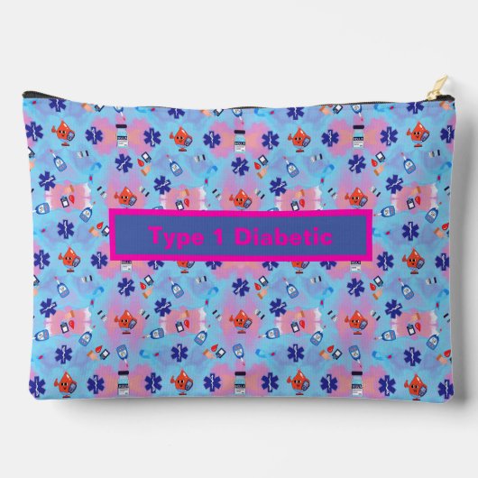 Pink Splash auf Blue Sky Typ 1 Diabetiker Zubehörtasche (Rückseite)