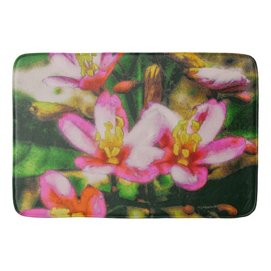 Pink Splash Blume Badematte (Vorderseite)