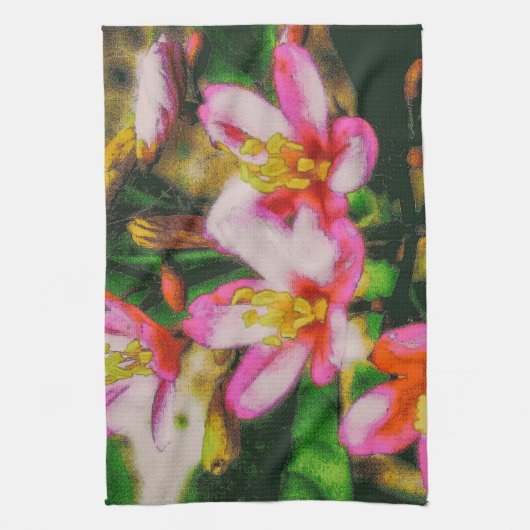 Pink Splash Blumen Geschirrtuch (Vertikal)