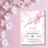 Pink Splash Cherry Blossom Floral Geburtstag