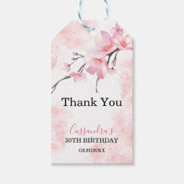 Pink Splash Cherry Blossom Floral Geburtstag Geschenkanhänger