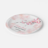 Pink Splash Cherry Blossom Floral Geburtstag Pappteller (Schrägansicht)