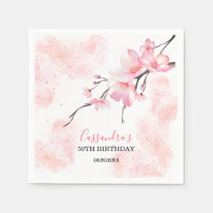 Pink Splash Cherry Blossom Floral Geburtstag Serviette