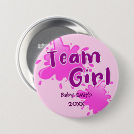 Pink Splash Gender offenbaren Team Girl pink Button
