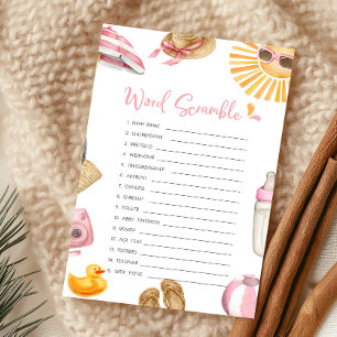 Pink Splish Splash Baby Shower Wortscrabble-Spiel