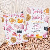 Pink Splish Splash Beach Bash Birthday Einladung