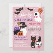 Pink Spooky Celebration Girl Halloween Geburtstag Einladung (Vorderseite)