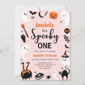 Pink Spooky Ein Halloween Foto 1. Geburtstag Einladung (Vorderseite)