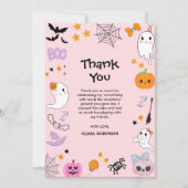 Pink Spooky Ein Niedliches Geisterhaus 1. Geburtst Dankeskarte (Vorderseite)