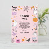 Pink Spooky Ein Niedliches Geisterhaus 1. Geburtst Dankeskarte (Stehend Vorderseite)