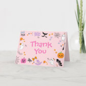 Pink Spooky Ein Niedliches Geisterhaus 1. Geburtst Dankeskarte (Vorderseite)