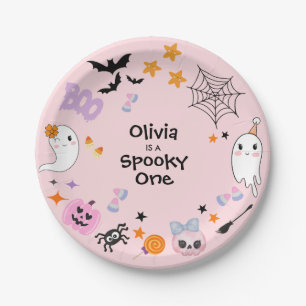 Pink Spooky Ein Niedliches Geisterhaus 1. Geburtst Pappteller