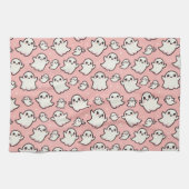 Pink Spooky Ghost Pattern Halloween Geschirrtuch (Horizontal)