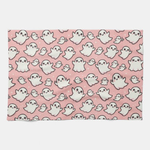 Pink Spooky Ghost Pattern Halloween Geschirrtuch