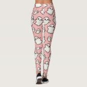 Pink Spooky Ghost Pattern Halloween Leggings (Rückseite)
