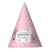 Pink Spooky Halloween glücklicher Geburtstagsname Partyhütchen (Vorderseite)