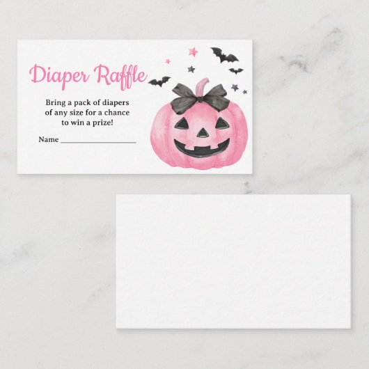 Pink Spooky Little Boo Pumpkin Diaper Raffel Begleitkarte (Vorne/Hinten)