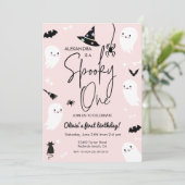 Pink Spooky ONE halloween Einladung (Stehend Vorderseite)