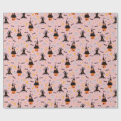 Pink Spooky Spuk House Halloween Geschenkpapier (Flach)