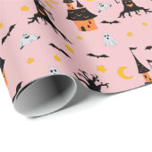 Pink Spooky Spuk House Halloween Geschenkpapier (Rolleneckpunkt)