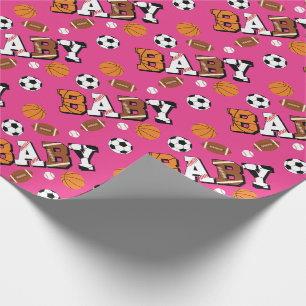 Pink Sports Baby Dusche Geschenkpapier
