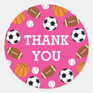 Pink Sports Baby Shower Girl Runder Aufkleber