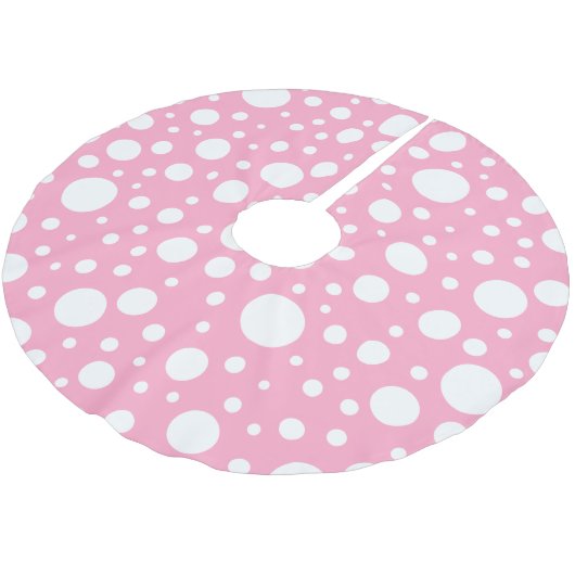 Pink Spots Tree Skirt Polyester Weihnachtsbaumdecke (Schrägansicht)