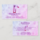 Pink Spray Bottle Bubbles Personalized Initials Visitenkarte (Vorne/Hinten)