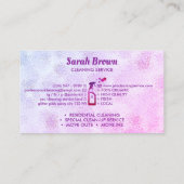 Pink Spray Bottle Bubbles Personalized Initials Visitenkarte (Rückseite)