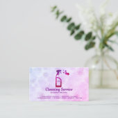 Pink Spray Bottle Bubbles Personalized Initials Visitenkarte (Stehend Vorderseite)