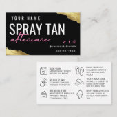 Pink Spray Tan Aftercare Card Visitenkarte (Vorne/Hinten)