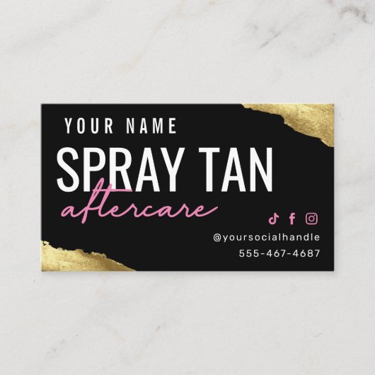Pink Spray Tan Aftercare Card Visitenkarte (Vorderseite)