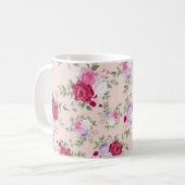 Pink Spring Blume Muster Kaffeetasse (Vorderseite Links)